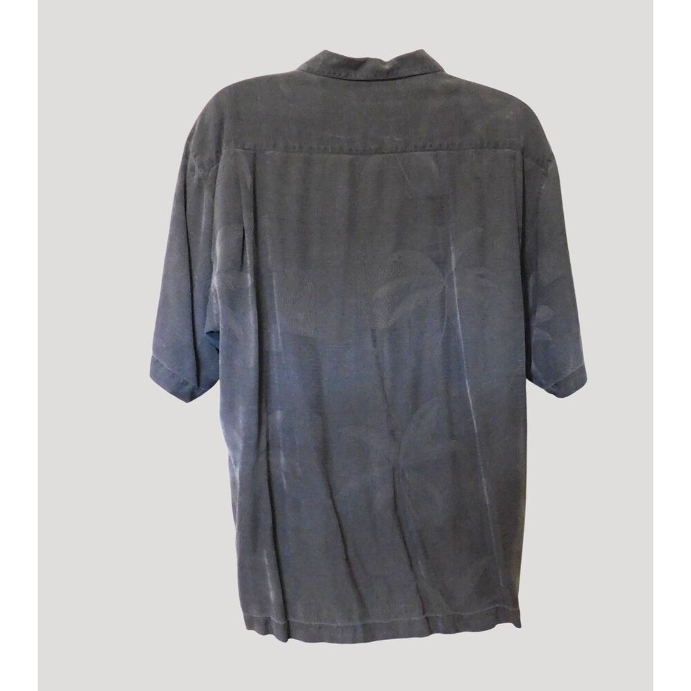 Tommy Bahama Silk Shirt Mens XL Gray Short Sleeve Tropical Palm Print Casual - Picture 3 of 4